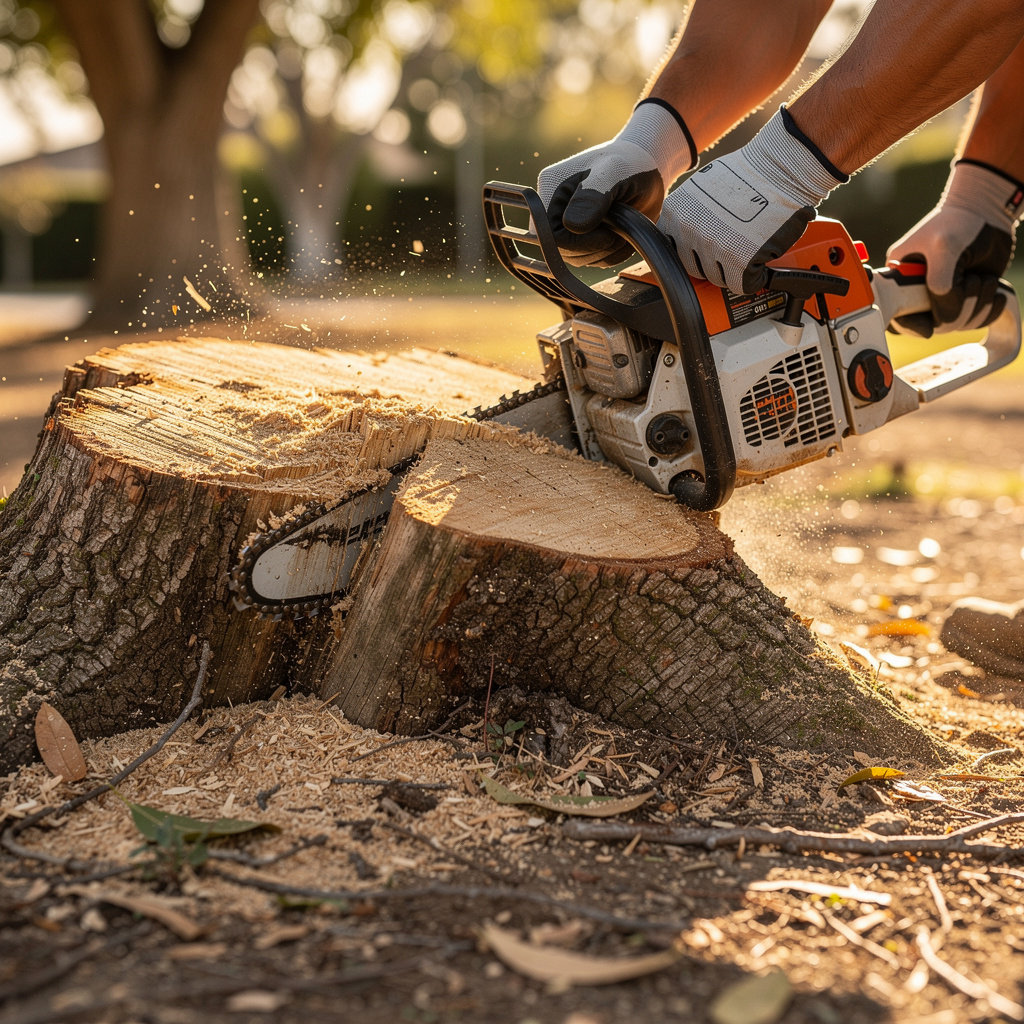 Serjio's Stump Service & Trimming 3ST Escondido local expert assessing a tree in an Escondido neighborhood