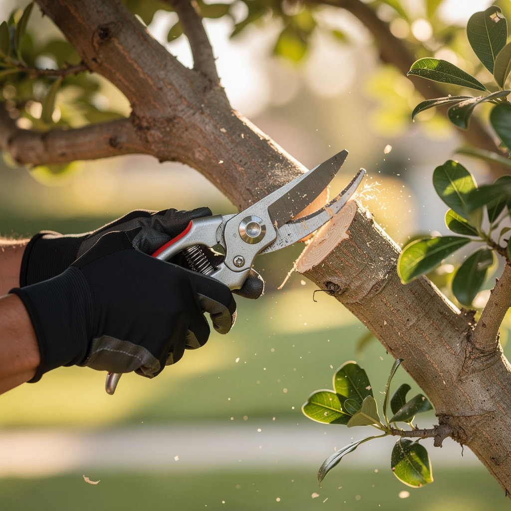 Serjio's Stump Service & Trimming 3ST Escondido expert trimming a palm tree in Escondido, CA for health and safety